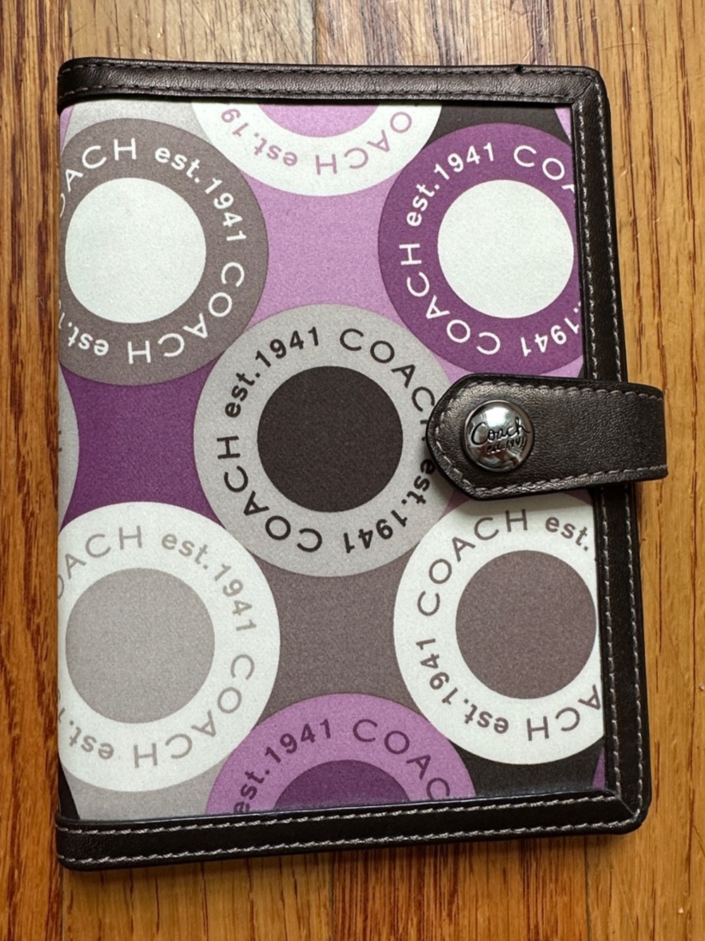 Coach Brag Book- Photo Organizer/Notebook Holder Purple Gray Circle Design Rare